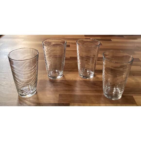 Set of 4 Libbey Orbita Wave 16 Oz Glass Tumblers - Picture 1 of 10
